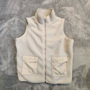 Violet Romance Sherpa Vest 12 Ivory High Pile Full Zip Cottagecore Active Cozy